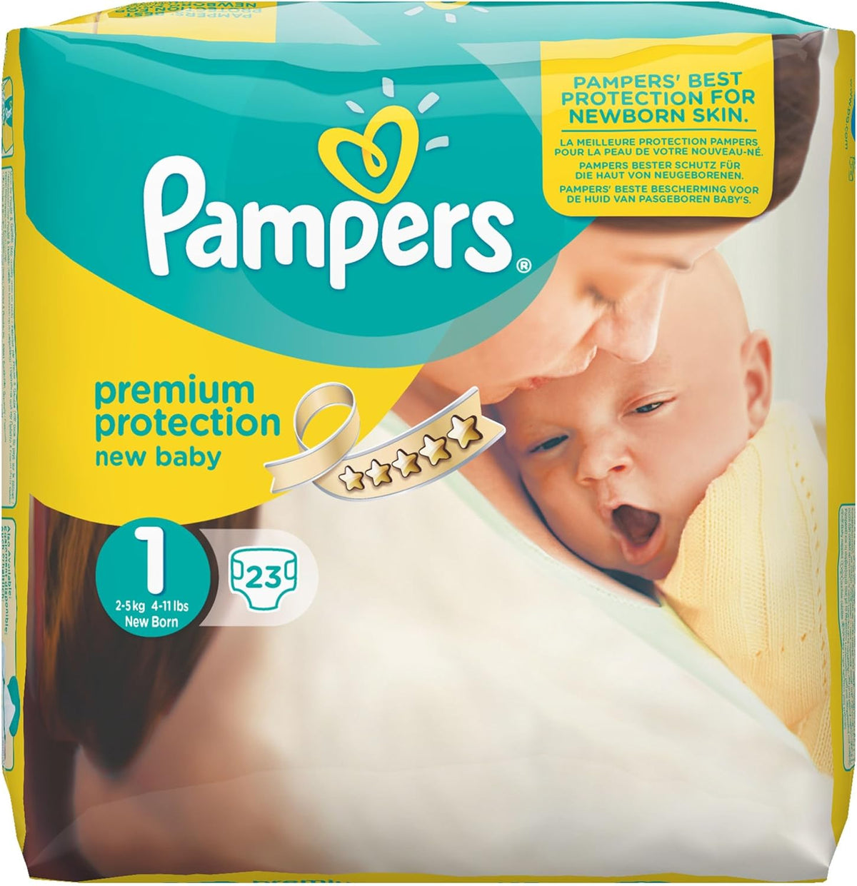 Pampers New Baby talla 1 Recién nacido 2-5 kg ​​Paquete de transporte, paquete de 4 (4 x 23 piezas)