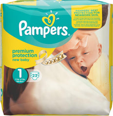 Pampers New Baby talla 1 Recién nacido 2-5 kg ​​Paquete de transporte, paquete de 4 (4 x 23 piezas)