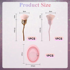 2 Blumen-Make-Up-Pinsel, 1 Waschschüssel, Nail-Art-Staubpinsel, Foundation-Make-Up-Pinsel, Nail-Art-Make-Up-Pinsel-Zubehör