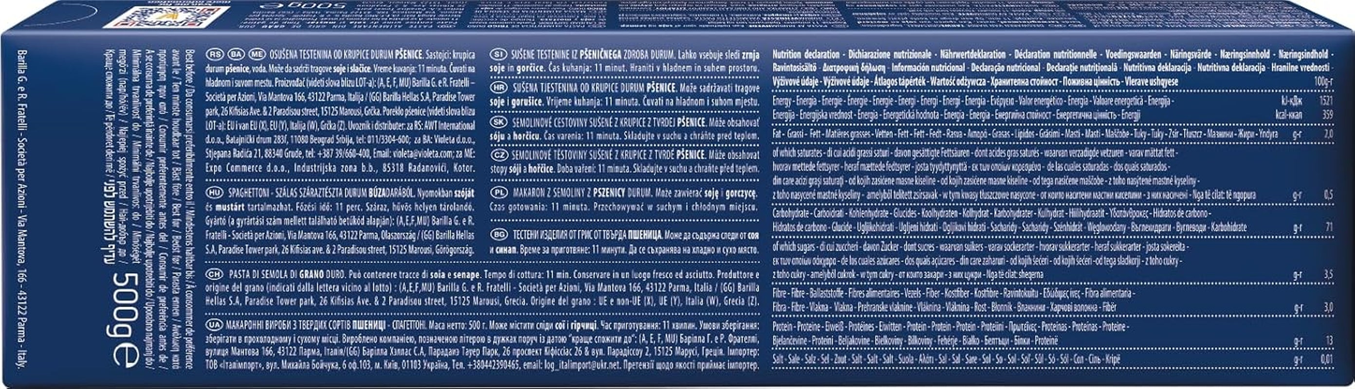 Barilla Classic Spaghetti N°7 pasta de trigo duro, siempre al dente (1 x 500 g)