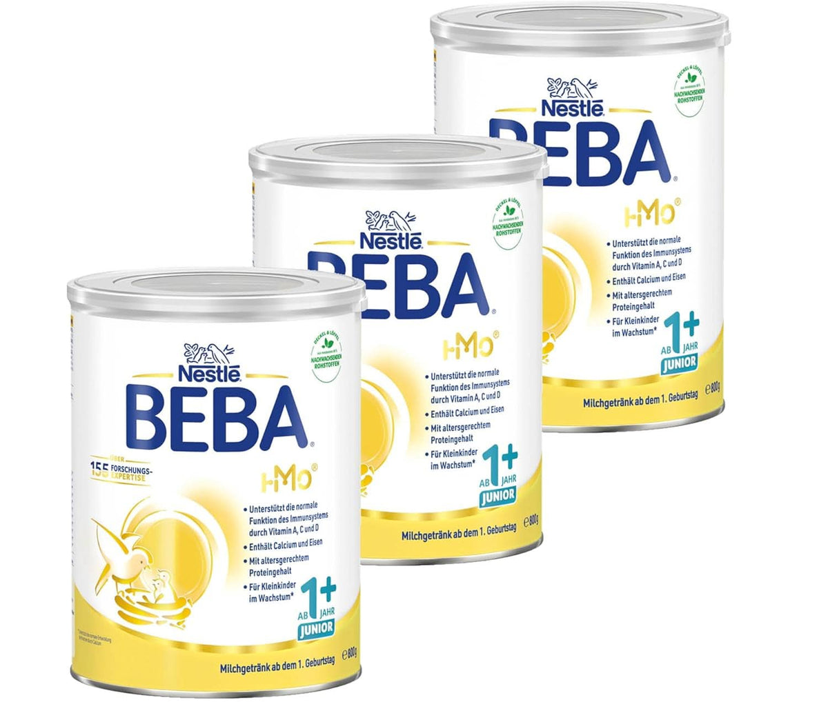 Nestlé BEBA JUNIOR 1, leche de fórmula a partir de 1 año Madre e Hijo Naty Shop 3 x 800 gramos