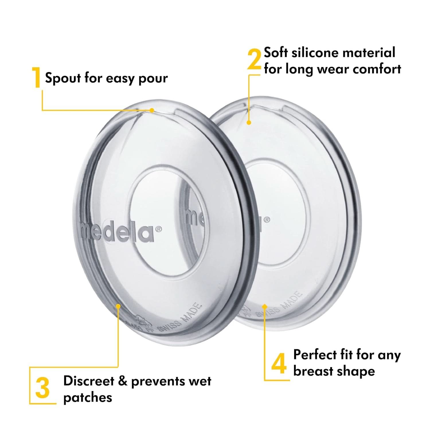 Medela Conchas Recolectoras de Leche - BPA-, Fabricadas en silicona suave y flexible, Incluye 2 uds Accesorios Alimentación y Lactancia Bebe Naty Shop
