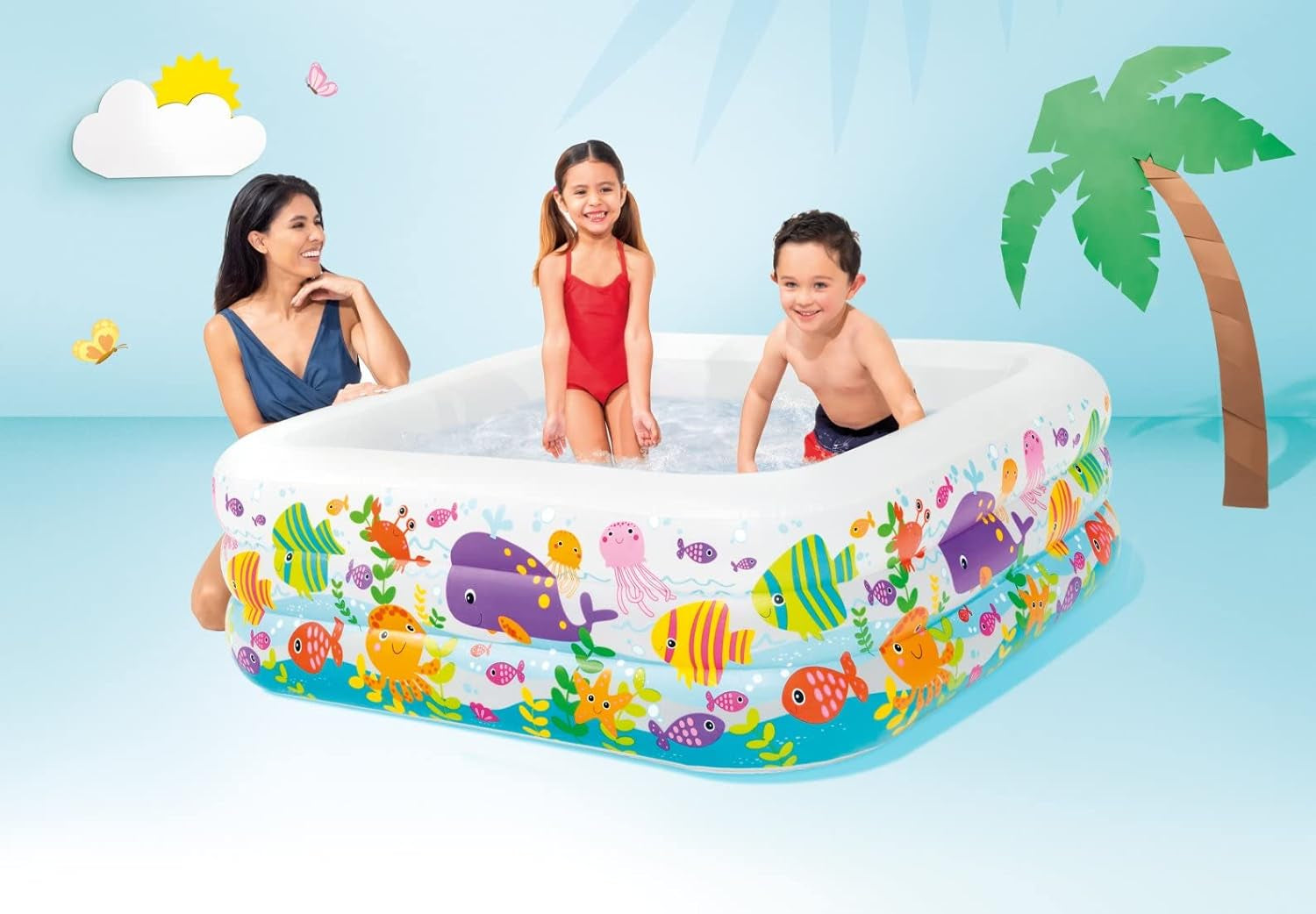 Intex 57471NP - Acuario inflable, vinilo, multicolor, 159x159x50 cm