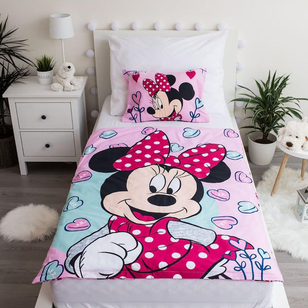 Ropa de Cama Disney, Minnie Mouse Rosa Bebé, Ropa de Cama 100% Algodón con Cremallera - Kids Naty Shop