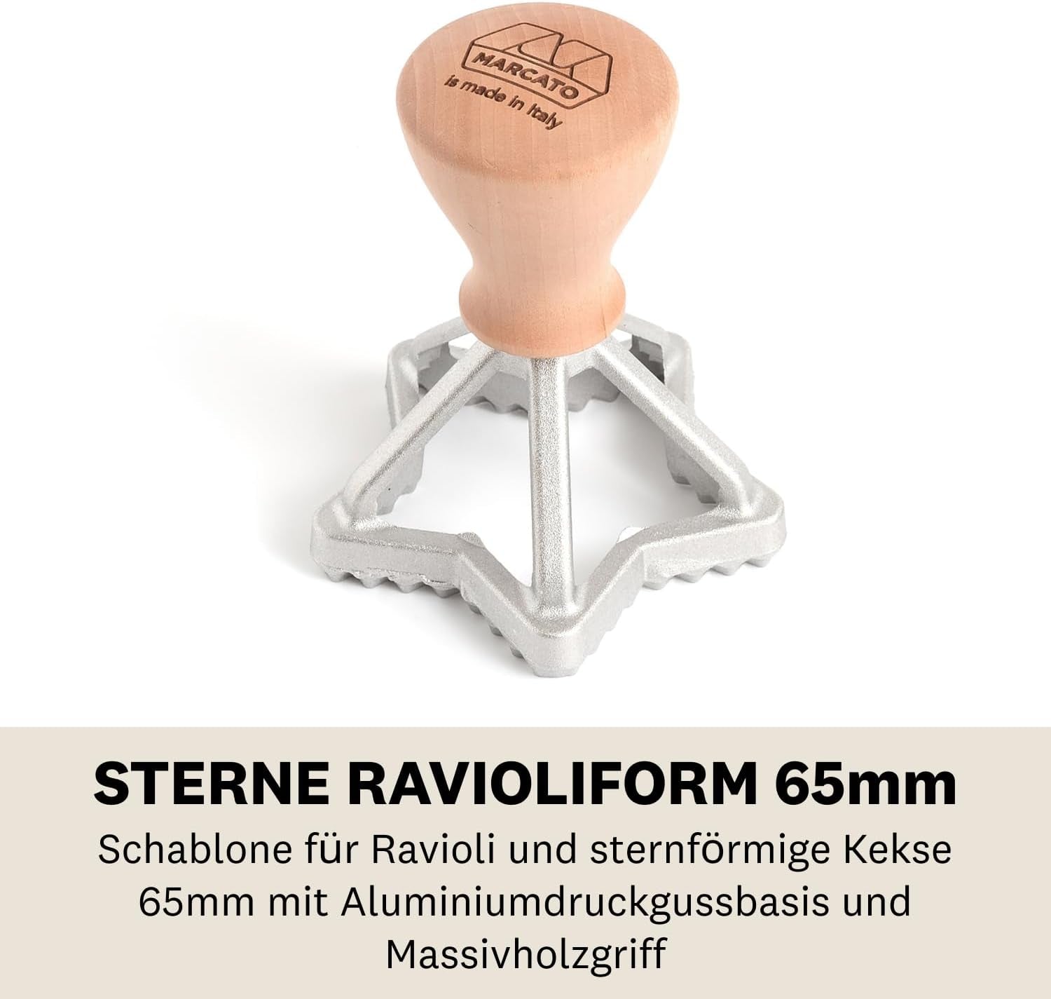 Set de forme pentru ravioli și biscuiți MARCATO, aparat de făcut ravioli, formă pentru biscuiți, lemn masiv și fontă, fabricat în Italia, formă de stea 65 mm + formă de floare 70 mm
