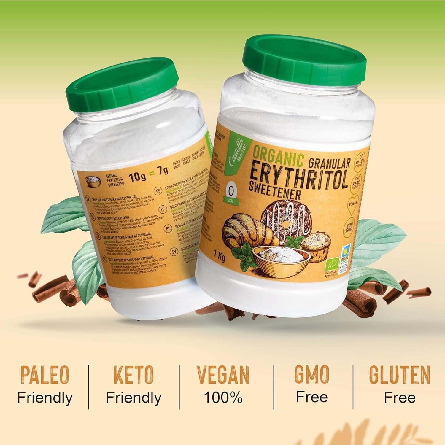 Eritritol natural organic, 10G = 7G zahăr, 1 Kg Indulcitori Naty Shop