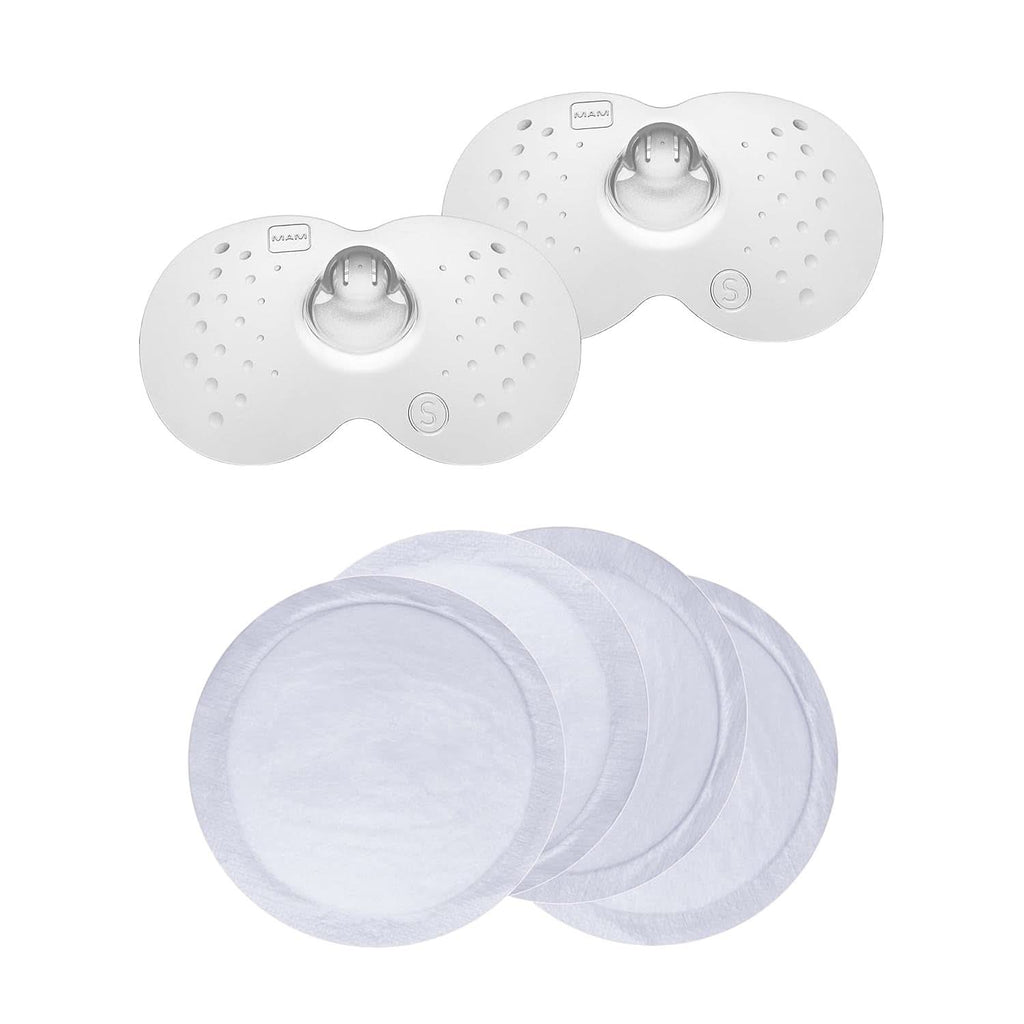MAM Stillhütchen Größe M (Ø 20 Mm) Im 2Er-Set, Extra Weiche Brusthütchen Zum Schutz Beim Stillen, Brustwarzenschutz Für Maximalen Hautkontakt Zwischen Mutter Und Kind Accesorii Hrana si Alaptare Bebe Naty Shop Single Größe S + Stilleinlagen