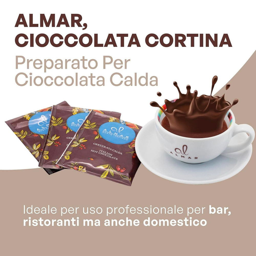 Chocolate caliente italiano Cortina TARTA DE CHOCOLATE AMARGO, 15 sobres X 30 gramos Cacao y Chocolate Caliente Naty Shop