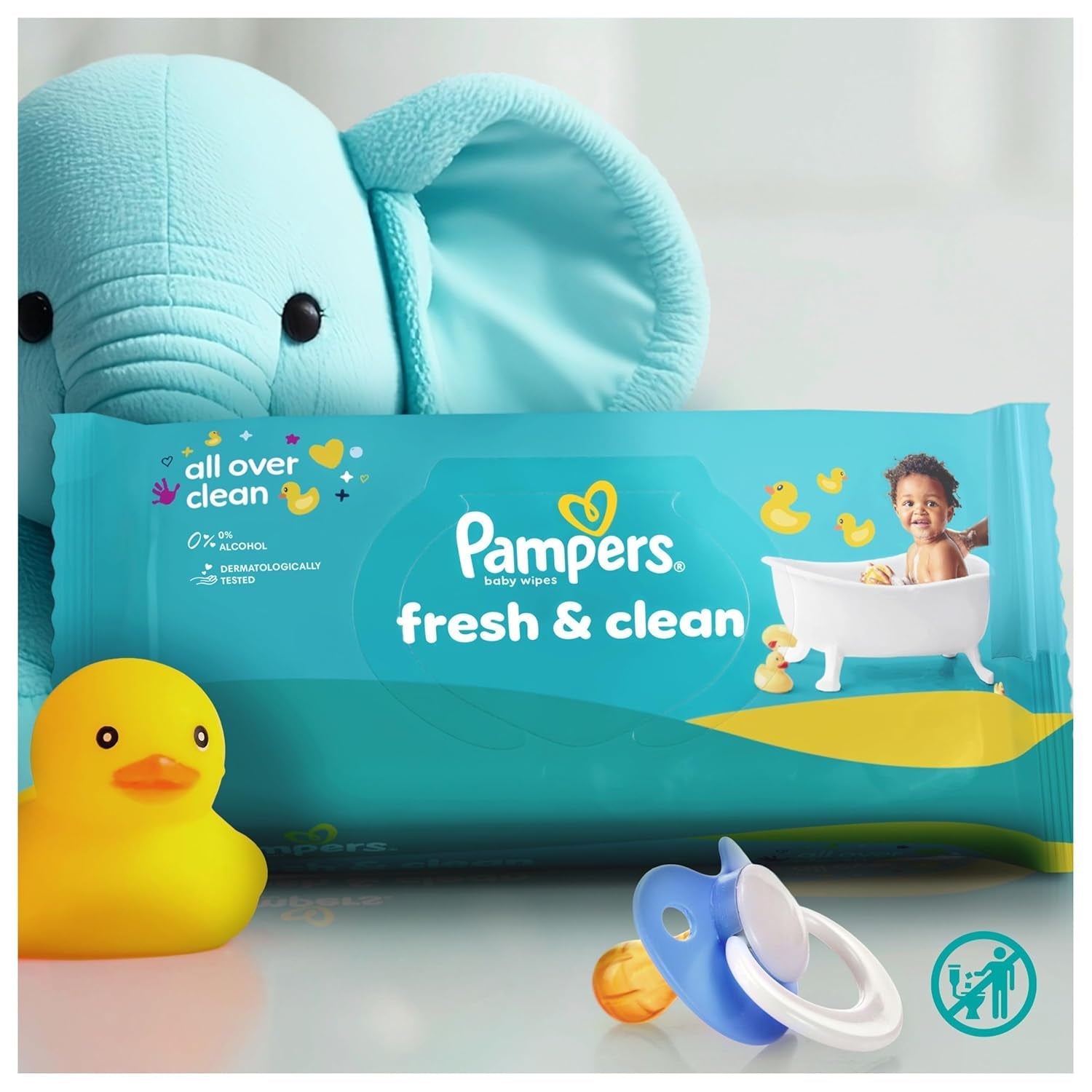 Toallitas húmedas Pampers Fresh Clean, 15 paquetes de 80 toallitas, 1200 toallitas en total, aroma ligero, también adecuadas para manos y rostro