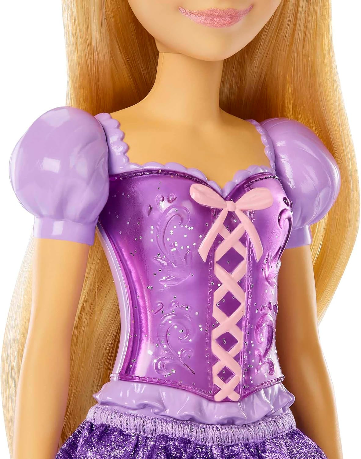 Mattel Disney Princess Rapunzel doll, Păr lung de coafat, Mobil, Pantofi și diademă detașabile, Cadouri Disney, Jucării de la 3 ani, HLW03 Papusi Naty Shop