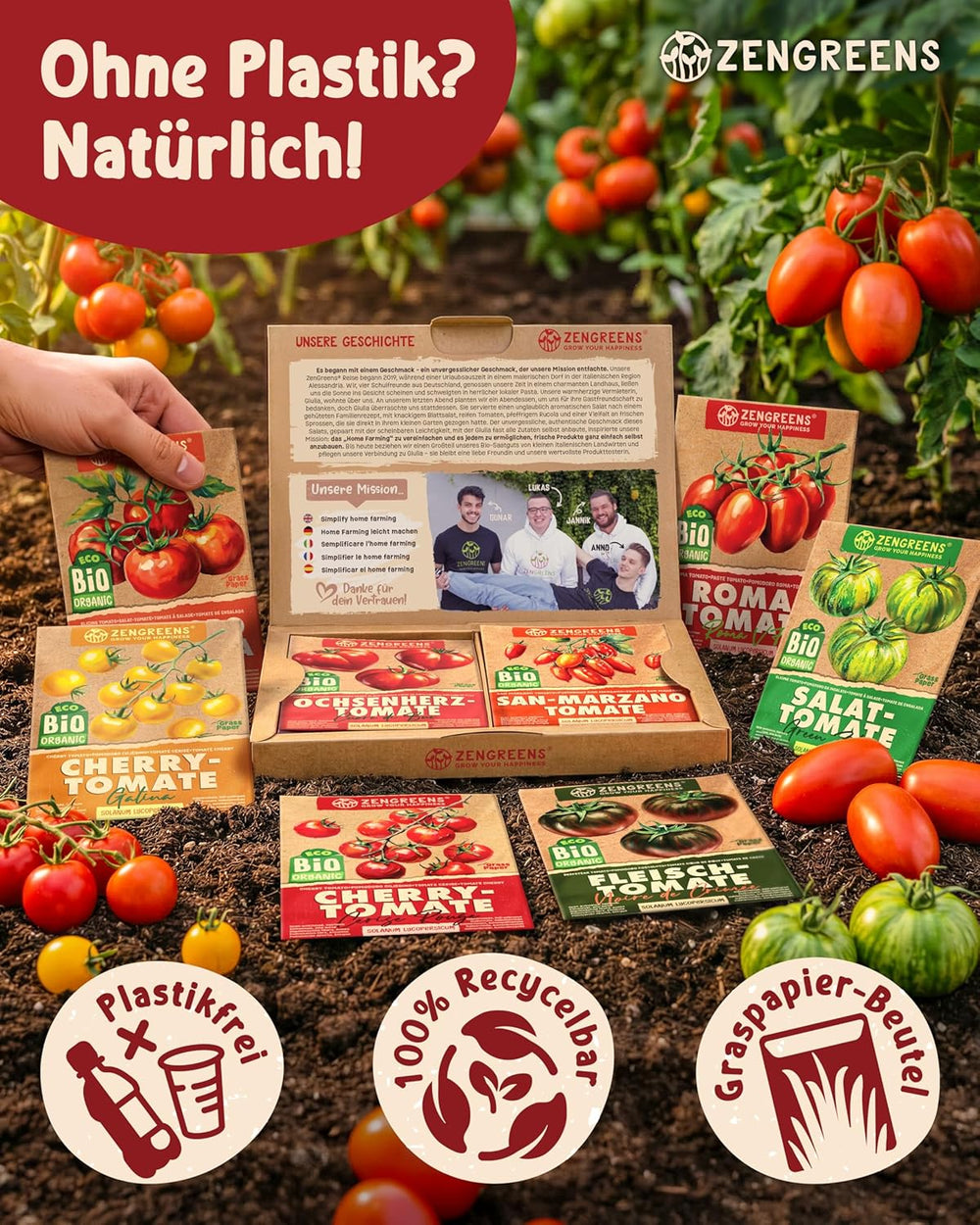 Bio Tomatensamen Im 10Er Set - 10 Tomaten Samen Für Den Einfachen Anbau Im Garten, Balkon Oder Hochbeet - Pflanzensamen - Saatgut