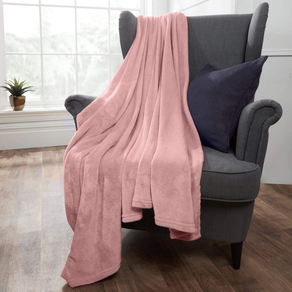 Brentford's Flannel Fleece Blanket, Extra Soft, Large, Fluffy, Warm, cuvertură de pat pentru dormitor, pat simplu, canapea, canapea, Blush Pink - 120 X 150 Cm Paturi si Cuverturi Besuche den Brentfords-Store