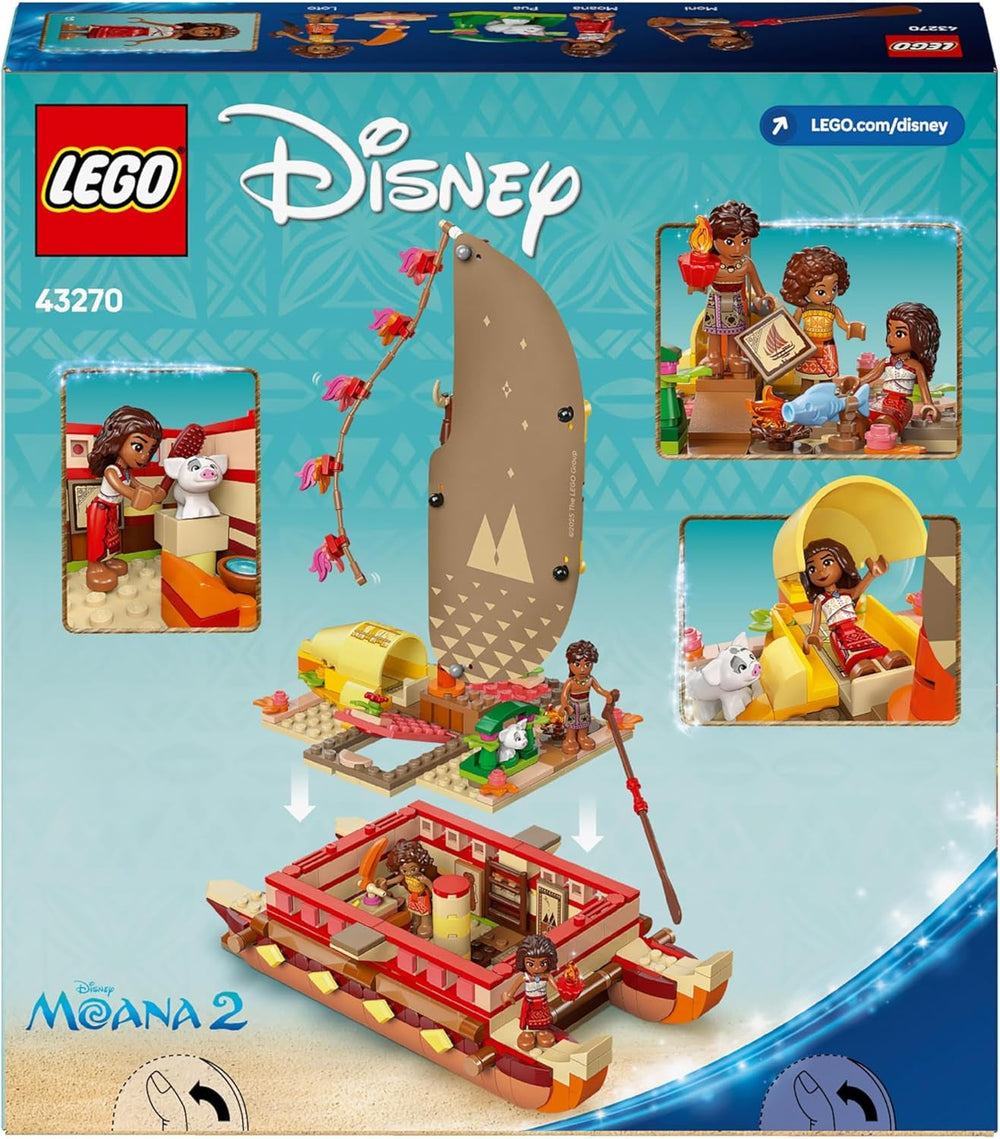 LEGO Ç€ Disney Moana 2: Balsa de aventuras de Moana - Barco de juguete con velas, cubierta extraíble, fogata y 3 minimuñecas, incluidas Loto y Moni - Regalo para niñas mayores de 6 años y fans - 43270 Juegos de construcción Beuche den LEGO-Store