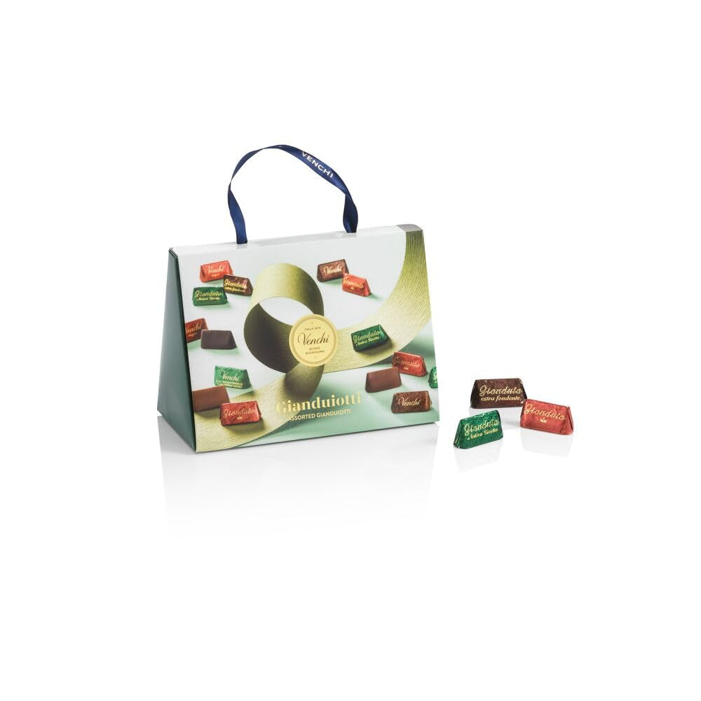 Set de regalo Venchi - Borsina Gianduiotti, con varios chocolates Gianduiotti, incluidas las "avellanas del Piamonte", 150 g, sin gluten, sin colorantes artificiales, sin conservantes, idea de regalo