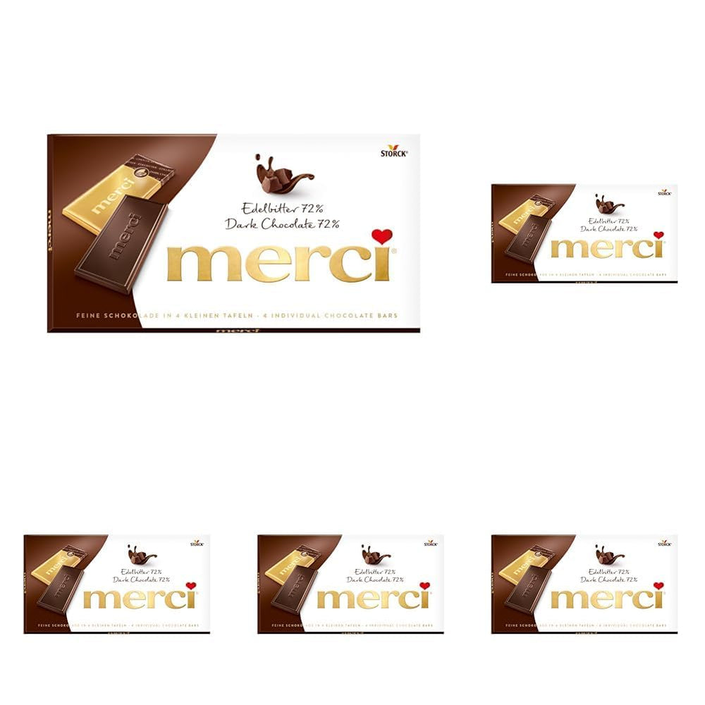 Barras de chocolate negro 72% – 5 x 100 g – Los mejores cuadrados de chocolate negro – Chocolate envuelto en lámina de oro