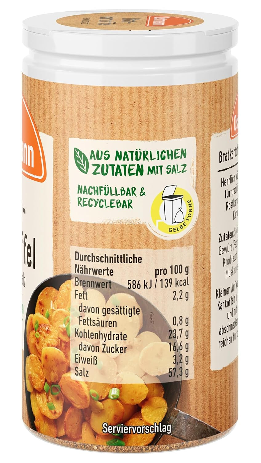 Ostmann Gewürze - Bratkartoffel Gewürzsalz | Pikant-salziges Gewürz für Kartoffelgerichte | 60 g en Der Streudose
