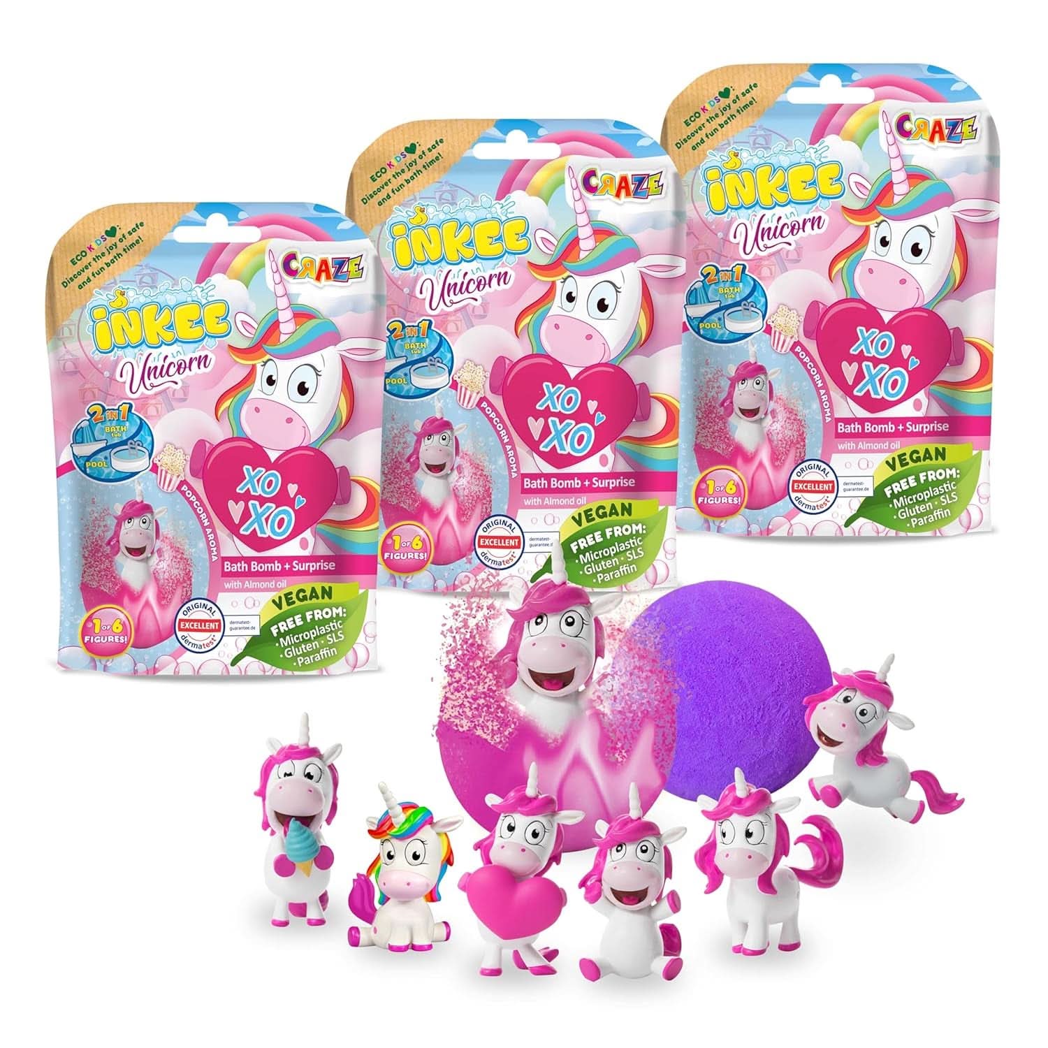 UNICORNIO TINTA | Bomba de baño para niños con sorpresa, 100 G, unicornio, aroma a palomitas Mother and Child Naty Shop 3X Unicornio