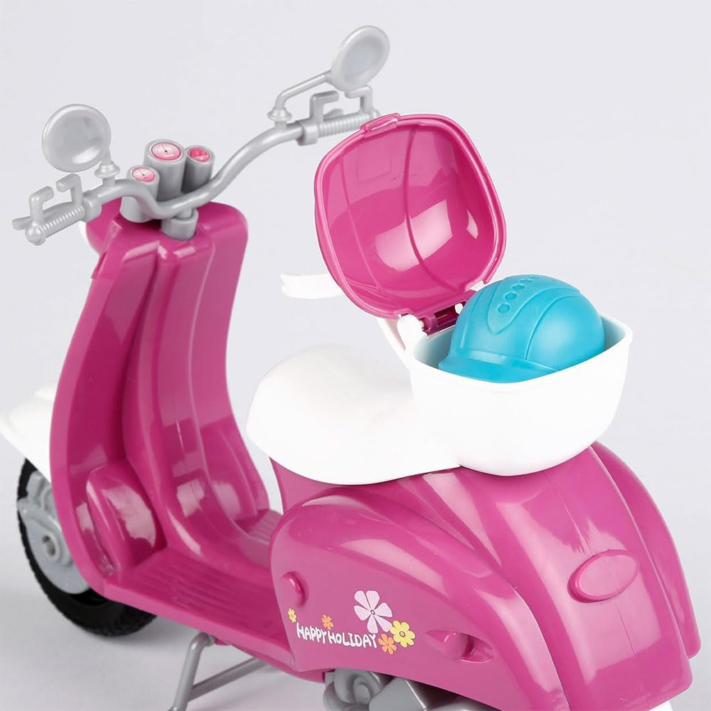 Isabella Gelenkpuppe mit Roller, 30 cm, Motorrad-Spielzeug, incluidos accesorios, Sonnenbrille, Handy, Selfie-Halterung, Helm, Refreshment, Puppen für Mädchen, Geschenke ab 3 Jahren (47812)