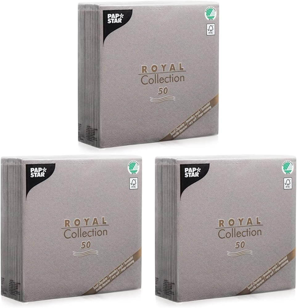 Șervețele Papstar / Șervețele Tissue Negre "Royal Collection" 40 X 40 Cm, 1/4-Fold, ideale pentru catering, gospodărie sau petreceri, #10452, 1 X 50Pack