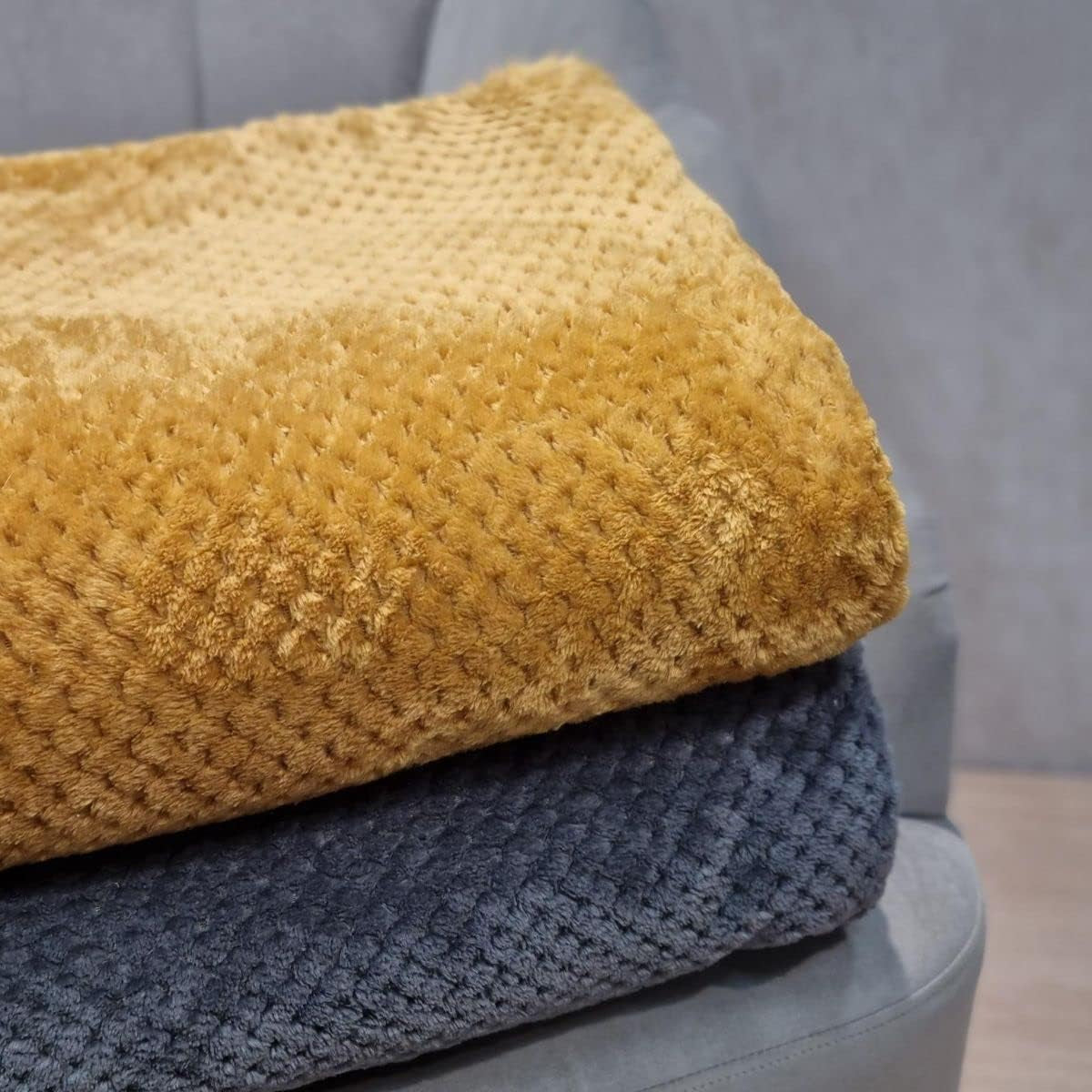 Colcha HOMLA Noah 220 X 240 Cm - colcha sofá cómoda manta manta - mullida y suave - poliéster gris Camas y mantas Besuche den HOMLA-Store