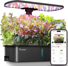 LPH-Air Kits de sistemas de cultivo hidropónico WiFi controlado por aplicación 24 W Smart Indoor Garden Grow Light Full Spectrum 10 Cápsulas Macetero Kit de regalo de jardinería interior