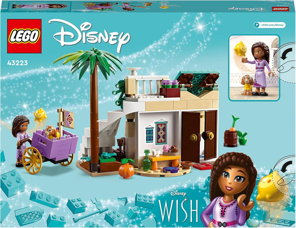 LEGO 43223 Disney Wish Asha en la ciudad de Rosas, Set de Película Wish con Mercado, Mini Muñeca Asha, Valentino como Cabra de Juguete y Figuras de Estrella, Regalo para Niños de 6 Años, Sets de Construcción para Niñas y Niños Besuche den LEGO-Store