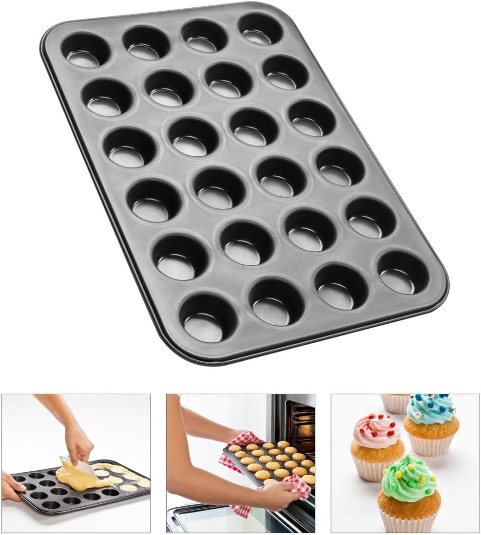 Zenker 6541 Black Metallic 24Er Mini-Muffinform – Antihaftbeschichtet Für Perfekte Mini-Muffins, Ø 4,5 Cm, Made in Germany Matrite si tavi pentru copt Naty Shop