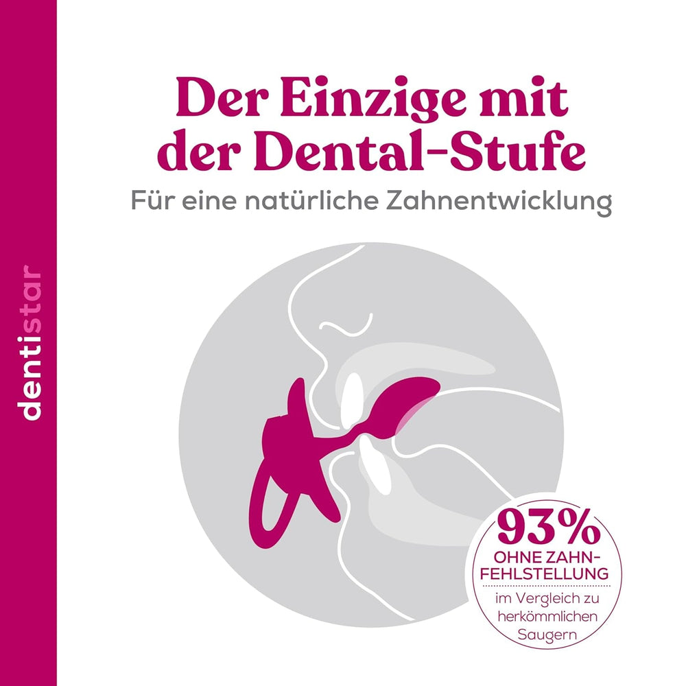 Suzete de noapte din silicon dentistar, pachet de 3 - mărimea 3, de la 14 luni - Suzete care strălucesc în întuneric cu treaptă dentară - fără BPA - fabricate în Germania - Lună, galben