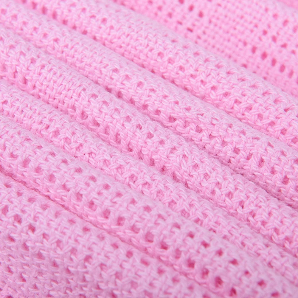 Family Bedding Pătură celulară roz pentru pat dublu, bumbac, cuvertură de pat mare, reversibilă, ușoară, termică, moale, pătură celulară tradițională, 230 X 230 cm Plapumi si pilote Naty Shop