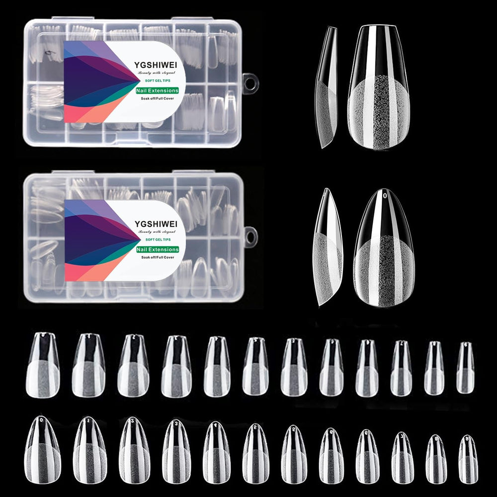 Unghii false cu acoperire completă, pachet de 504, 12 mărimi, unghii false cu lipici de unghii, unghii artificiale acrilice cu cutie de depozitare pentru saloane de unghii și artă unghii DIY acasă (pătrat)