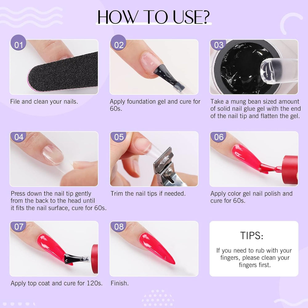 SAVILAND Fester Nagelkleber Gel: 30-Tage Lang Anhaltender Starker Nagelkleber Für Press on Nails Falsche Nagelspitzen 15Ml U V Nagelkleber 3D Gel-Nagelkunst-Kleber Für Verwendung Im Salon Zu Hause