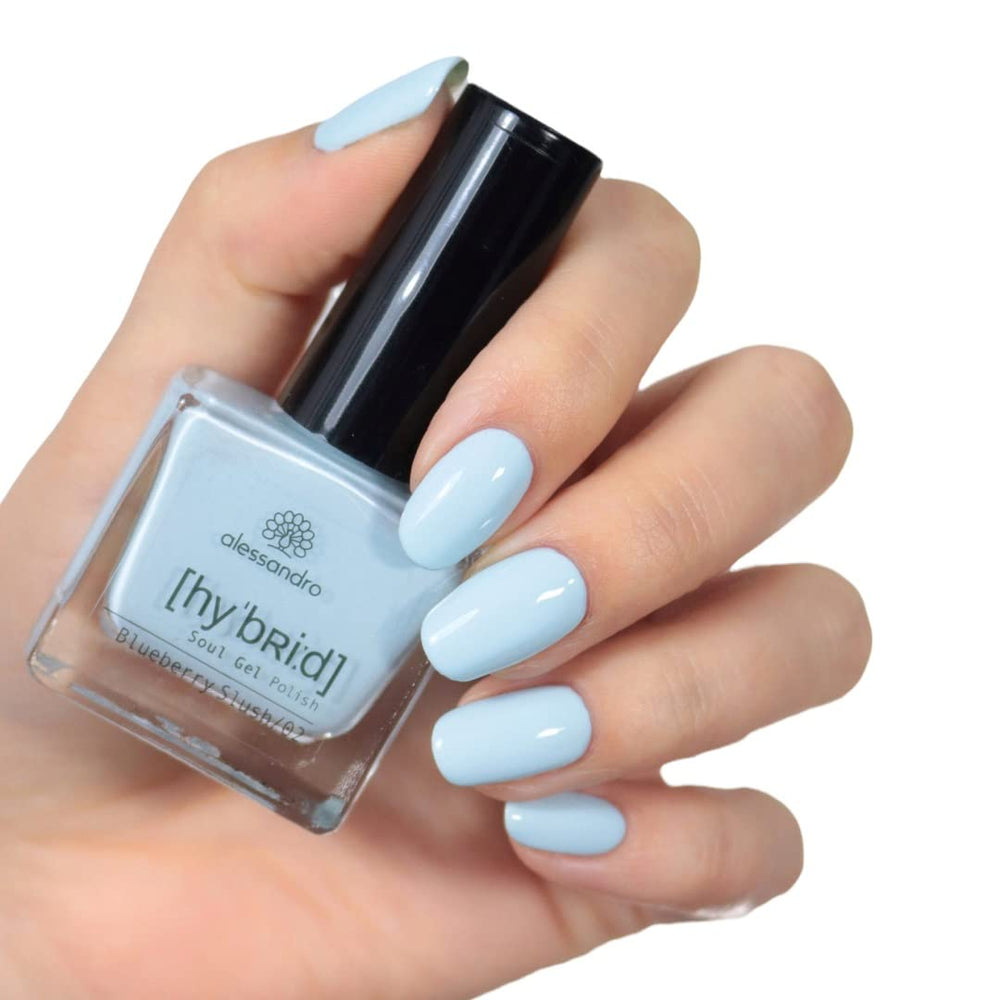 Esmalte de uñas HÍBRIDO alessandro Blueberry Slush - azul pastel - Uñas perfectas en solo 3 pasos, sin LED - ¡dura hasta 10 días! 8ml