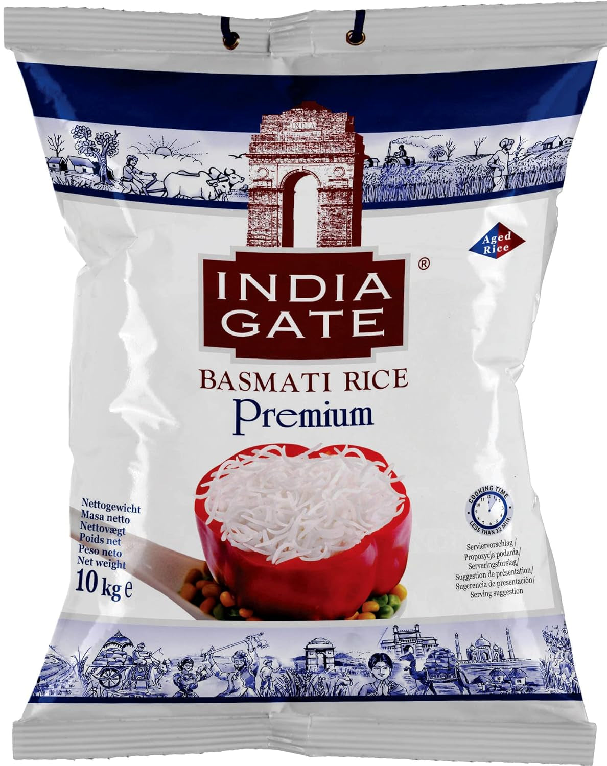 INDIA GATE Arroz Basmati Premium – Arroz aromático de grano largo y fino de la India, grano fino y largo (1 x 500 g)