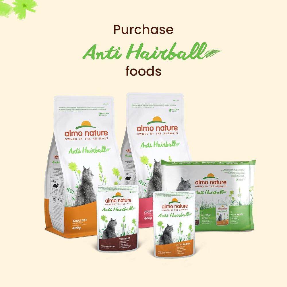 Almo Nature Functional - Anti-ghemotoace de păr - Hrană umedă pentru pisici adulte și mature - cu pui - Combate formarea ghemotoacelor de păr - 70 g (pachet de 30)