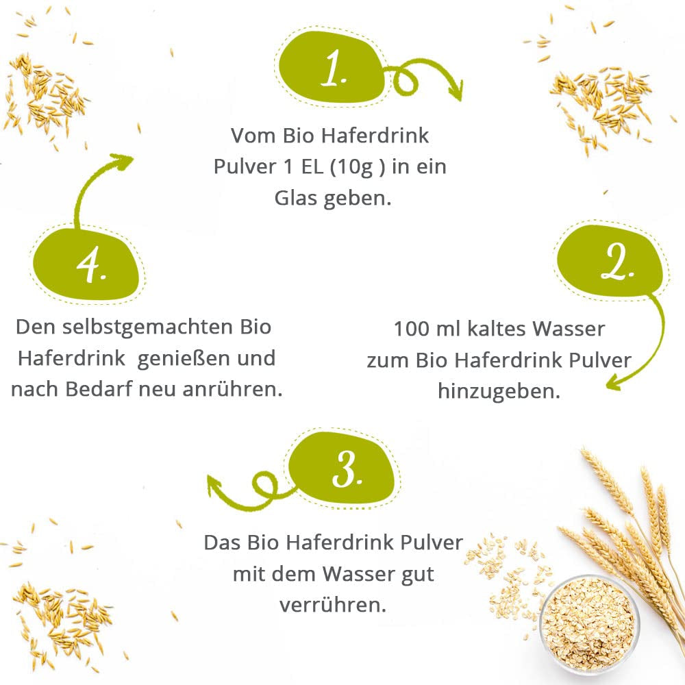 foodsetter Bio Haferdrink Pulver | Bolsa de 500 g | Haferpulver | Haferpulver instantáneo | Biocalidad | Vegano | Sin gluten | Ohne Zuckerzusatz | 0,5 kilogramos
