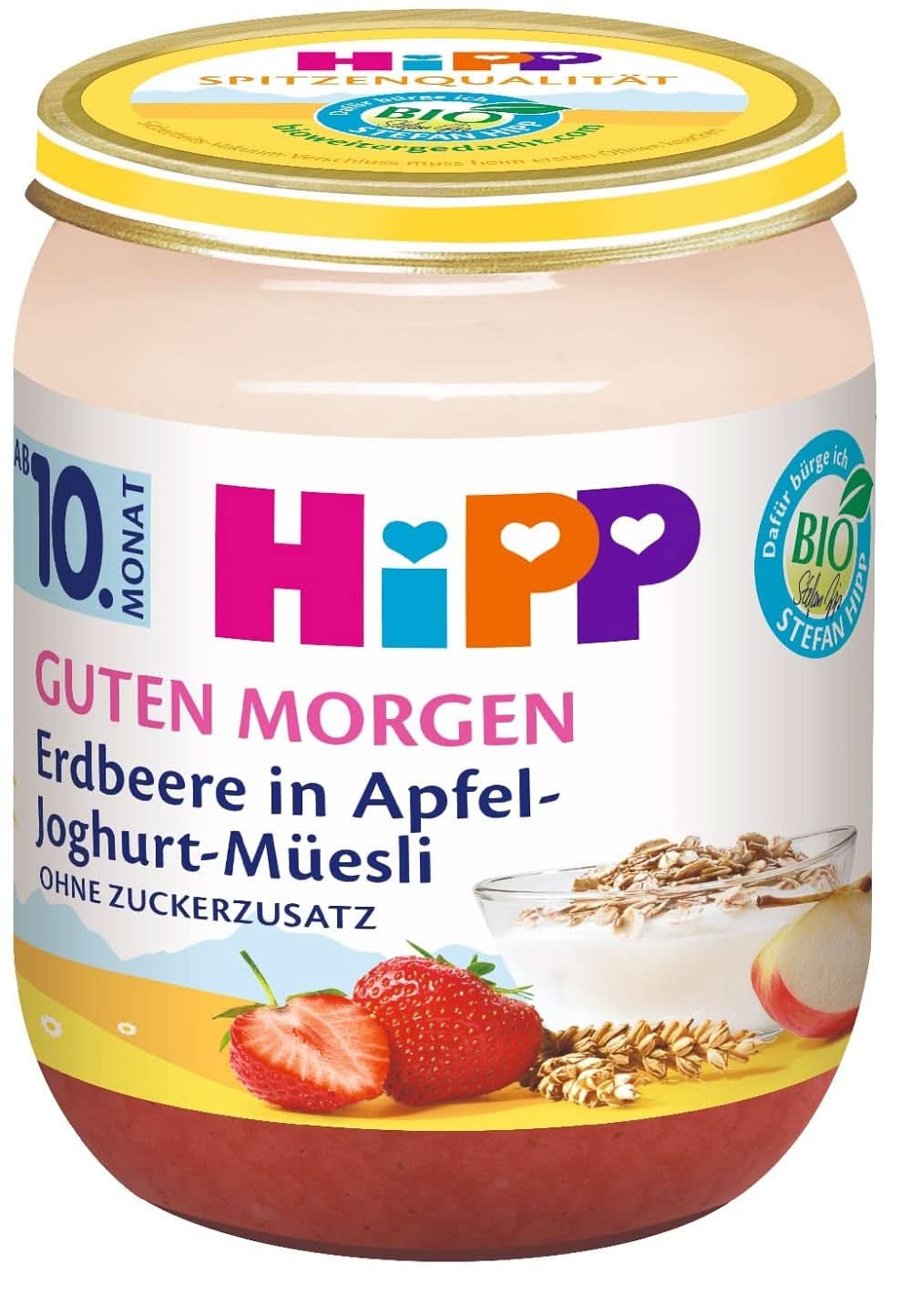 Muesli Hipp con fresas y yogur de manzana, paquete de 6 X 160 gramos Madre e Hijo Naty Shop