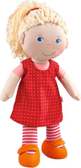 HABA Stoffpuppe Annelie – Weiche Puppe mit Haaren zum Stylen – Mit wechselbarer Kleidung – Ab 18 Monaten – 30 cm – Waschbar – 1302108001