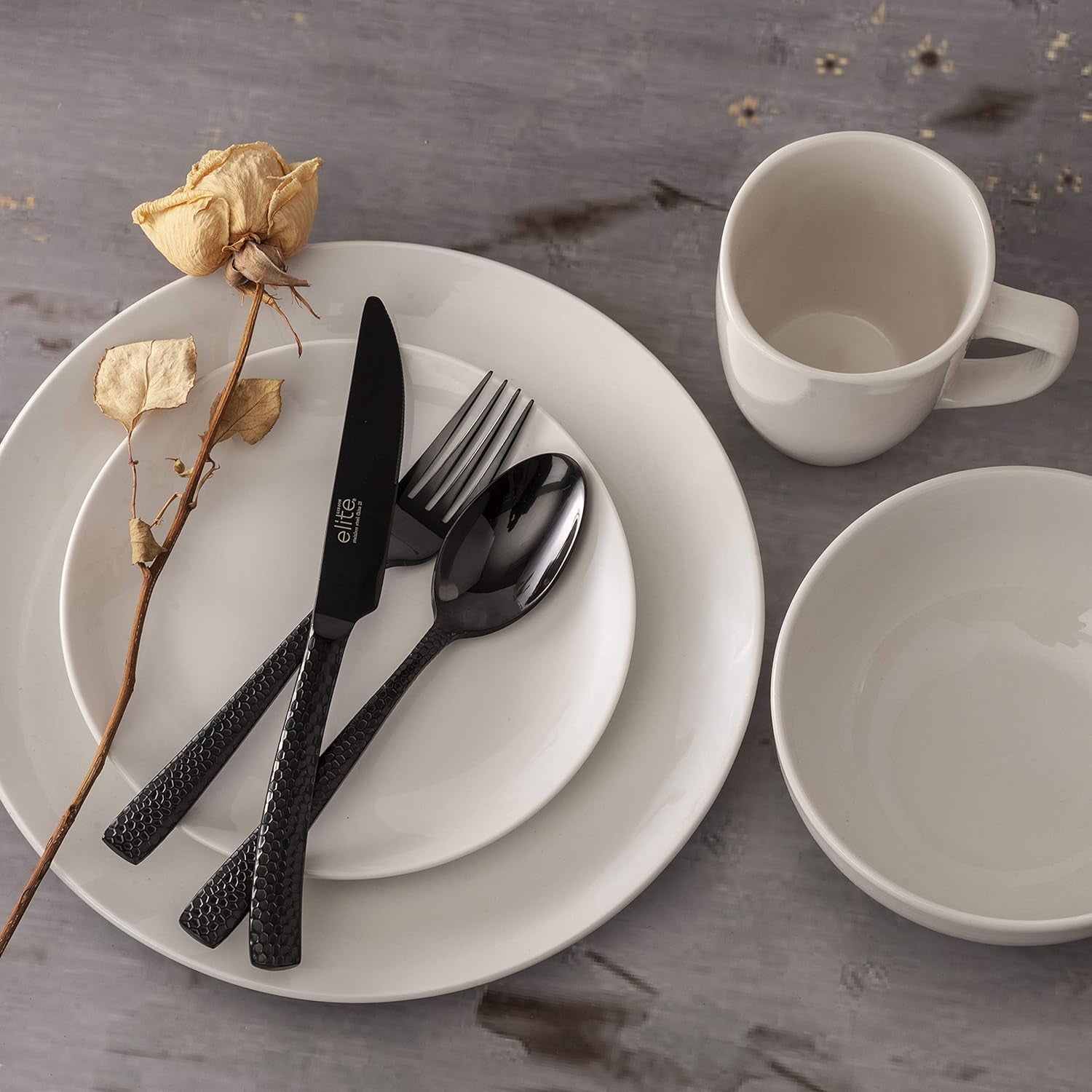 Set de veselă din porțelan Zen Buffet, serviciu pentru 6 persoane (30 piese), alb (cupe)