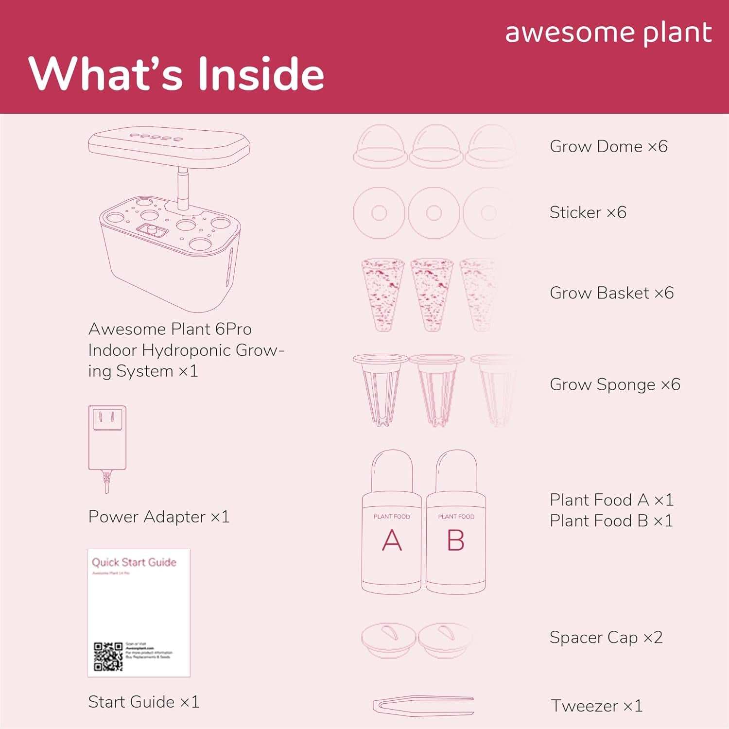 6Pro Kit de sistema de cultivo hidropónico (6 cápsulas), kit de jardinería interior con tanque de agua de 3 litros, 3 modos de cultivo y bomba silenciosa, kit de cultivo de hierbas y ensaladas para el hogar, altura ajustable hasta 33,0 cm, blanco