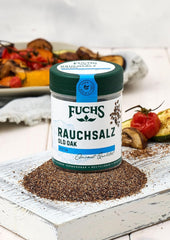 Fuchs Gewürze - Rauchsalz "Old Oak" - über Eichenholz geräuchert, rauchiger Gesmack für Grillfleisch oder Fisch - natürliche Ingrediente - 100 g en wiederverwendbarer, recyclebarer Dosis