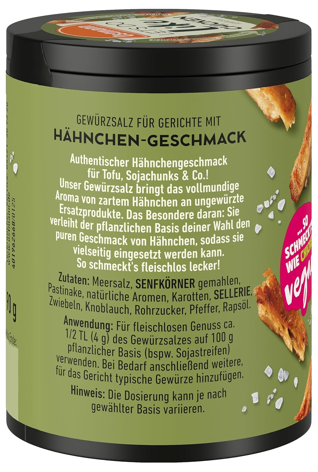 Ostmann Gewürze - Hagamos como el pollo | Hähnchen-Geschmack für ungewürzte Fleischersatzprodukte | Gewürzsalz für Tofu y Sojachunks | 90 g en barra de reciclaje Metalldose