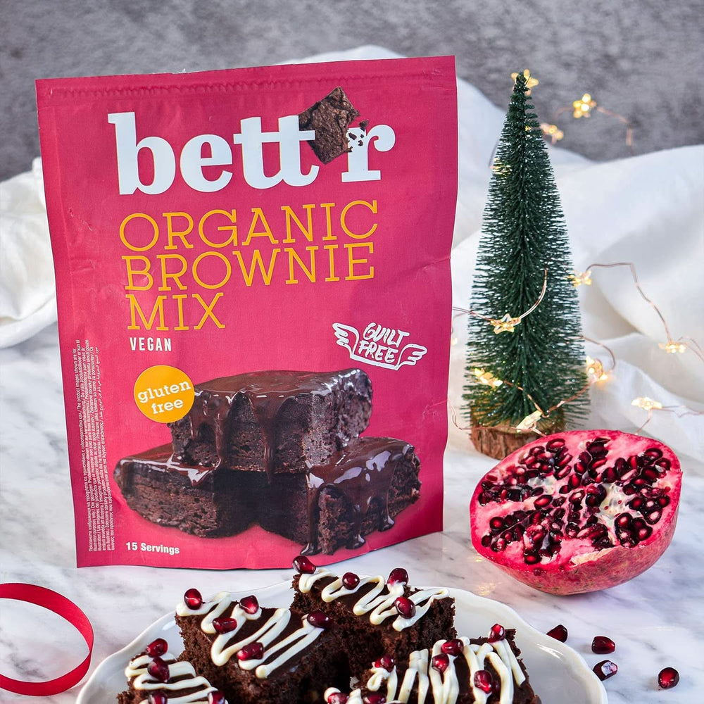 Bettr Organic Brownie Mix - Brownies orgánicos, veganos y sin gluten con rico sabor a cacao, 6 x 400 gramos Kitchen Naty Shop