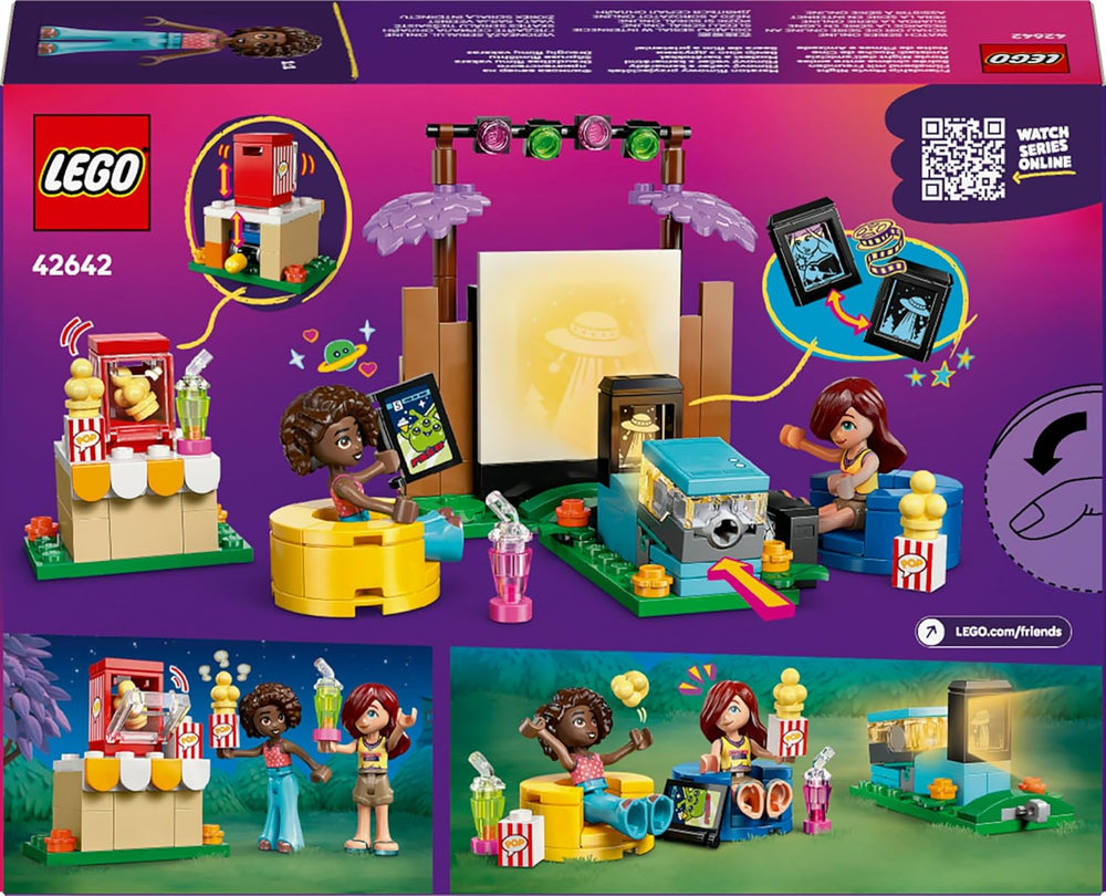 LEGO Friends Noche de Película de la Amistad, juguete para niñas mayores de 6 años - incl. 2 minimuñecos, una pantalla y un proyector de ladrillos luminosos - Set de construcción creativa - 42642