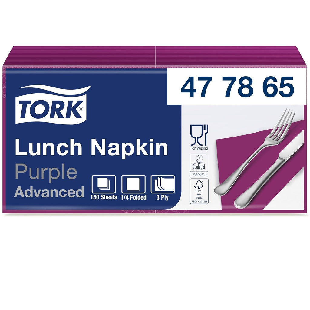 Tork 477861 Șervețele de prânz moi roșii / Șervețele de hârtie absorbante din 3 straturi de culoare roșie / Versatile / Calitate avansată / 10 X 150 (1500) șervețele / 32,6 X 33 Cm (L X l) / 1/4 pliere