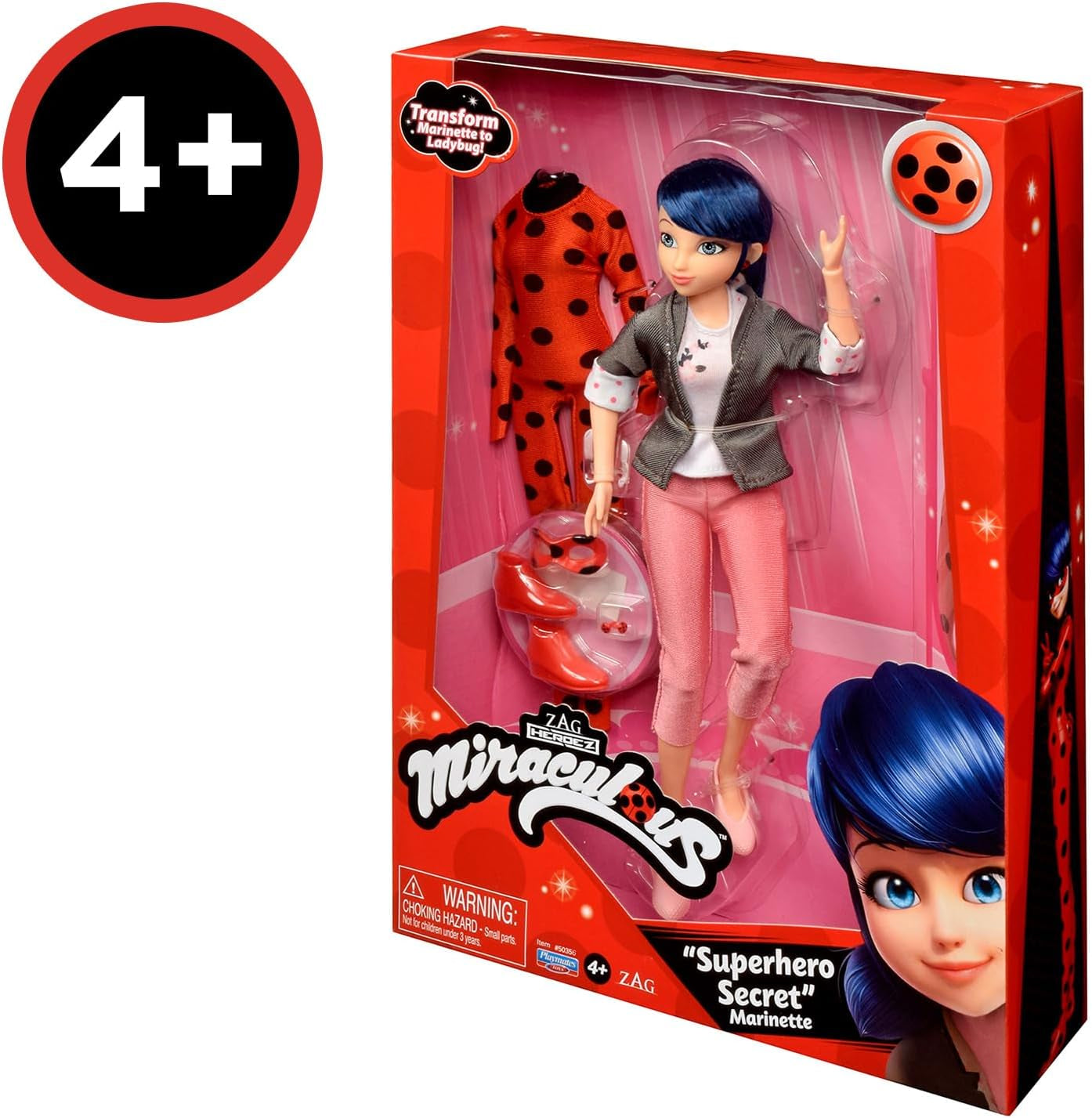BANDAI – Miraculous Ladybug – Marinette & Ladybug Modepuppe – Bewegliche Puppe 26 cm mit 2 Outfits – Miraculous Spielzeug Gelenkpuppe – Kinderspielzeug ab 4 Jahren – P50355