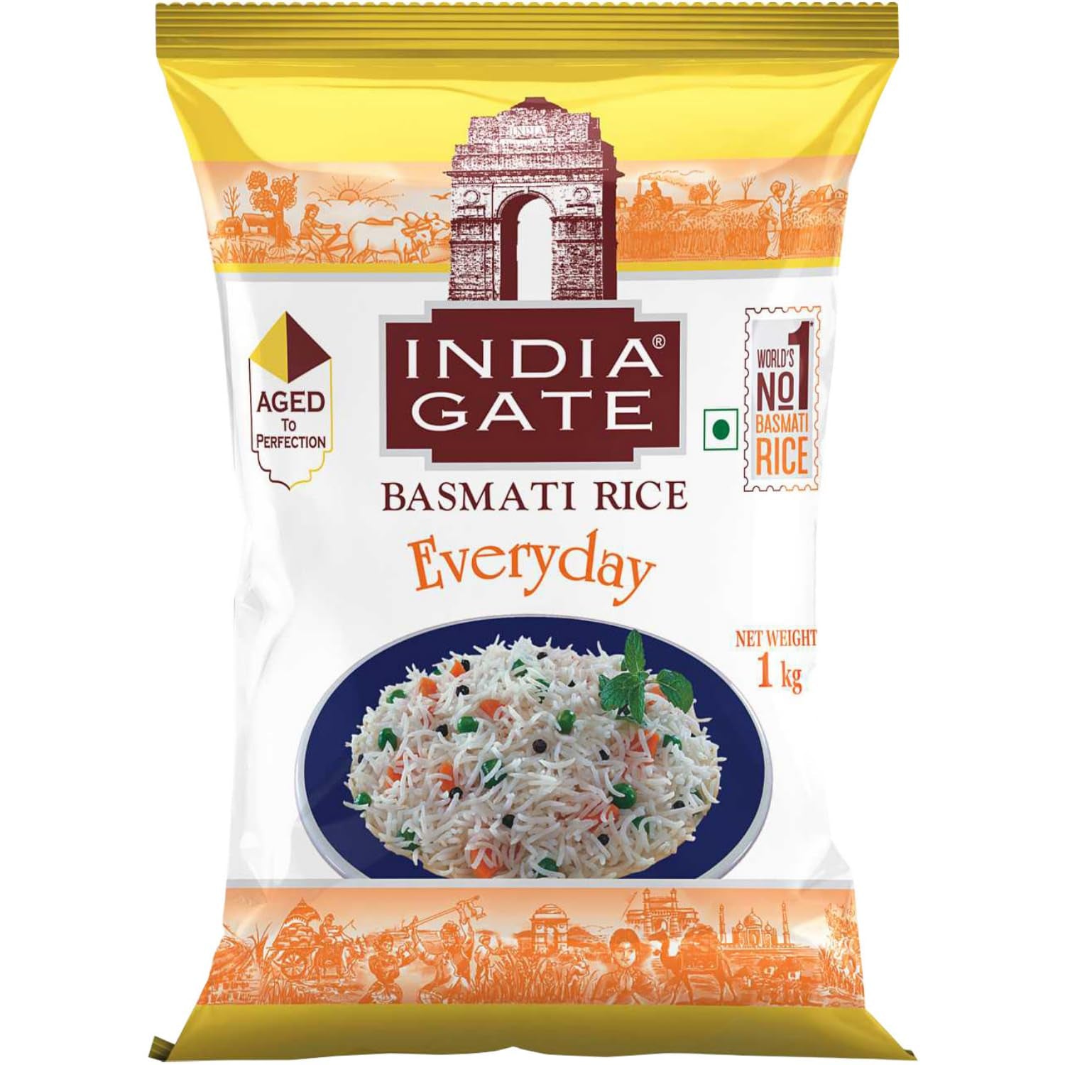 INDIA GATE Arroz Basmati Premium – Arroz fino y aromático de grano largo de la India, grano fino y largo (1 x 5 kg)