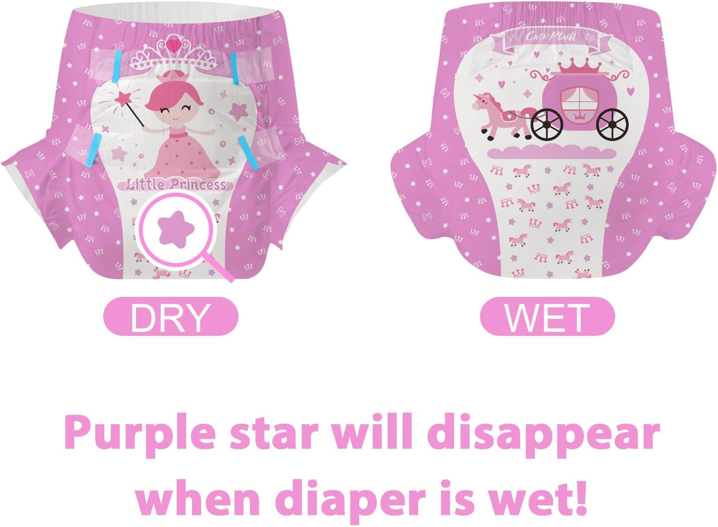 CutiePlusU Pañales para Adultos, 10 Piezas, Braguitas Desechables para Incontinencia con Sábana para Mujeres y Hombres, Máxima Absorbencia Durante la Noche - Little Princess (Tamaño Grande 94-119cm)