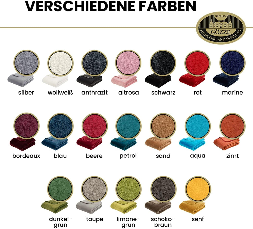 Gözze - Cómoda manta con sensación de cachemira premium, 500 g/m², 180 x 220 cm - mostaza Camas y mantas Besuche den Gözze-Store