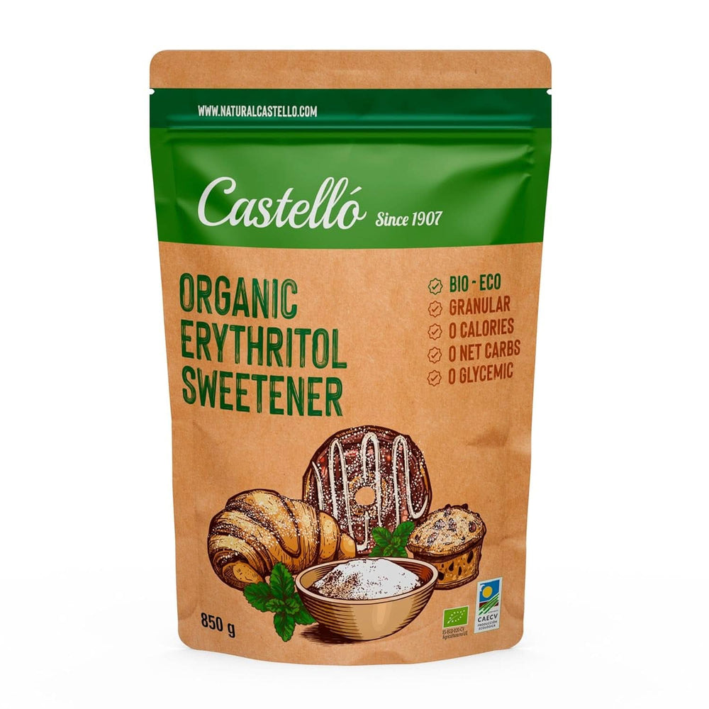 Eritritol natural orgánico, 10G = 7G azúcar, 1 Kg Edulcorantes Naty Shop 850 gramos