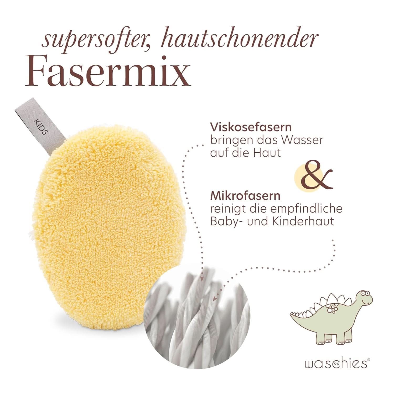 Waschies KIDS toallitas de lavado para bebés y niños, para limpieza solo con agua, reutilizables Madre e Hijo Naty Shop